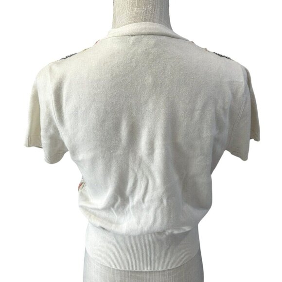 Isaac Mizrahi Live Sequin Beaded Short Sleeve Cardigan Sweater Size S - Picture 4 of 7